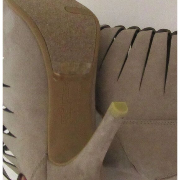 Fergalicious Tinder Taupe High Heel Ankle Booties With Strappy Design & Back Zip - Picture 5 of 5